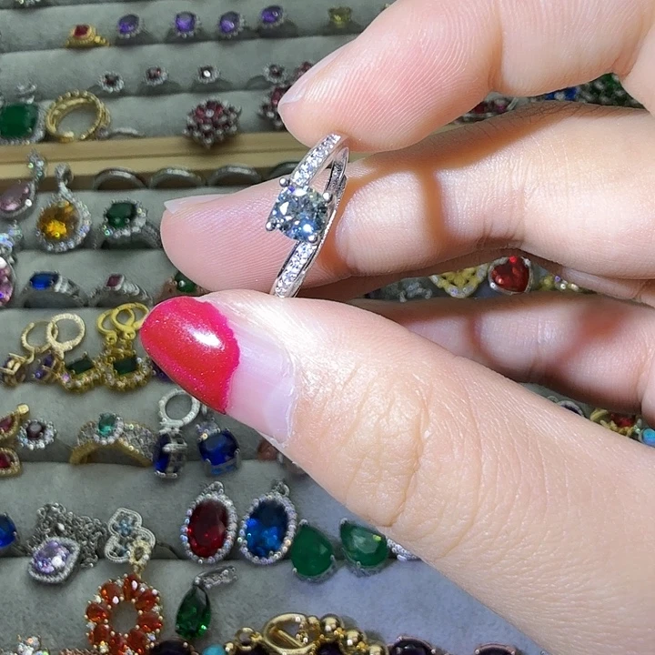 戒指银S925镶嵌水晶