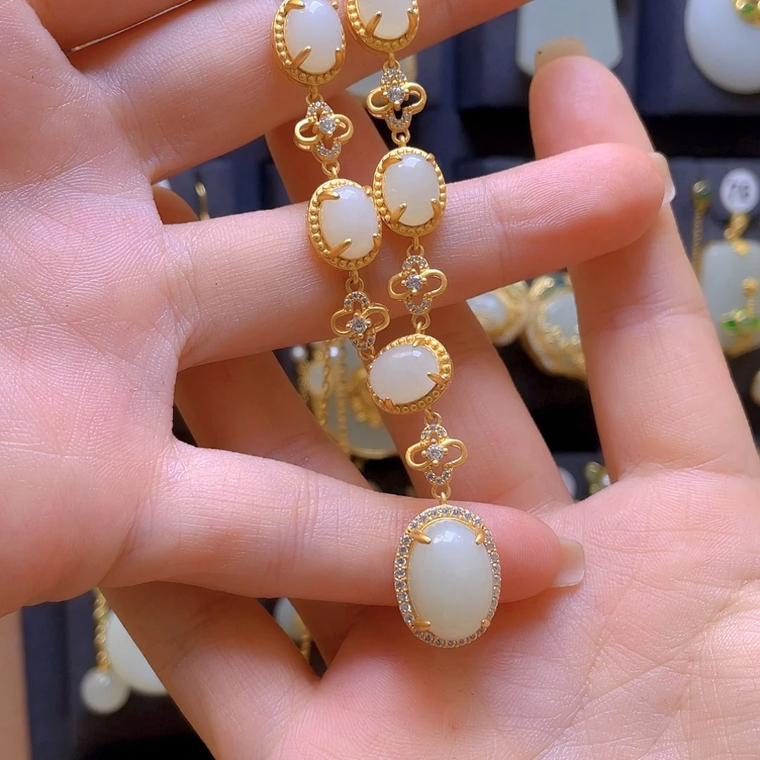 和田玉银S925镀金镶嵌颈饰