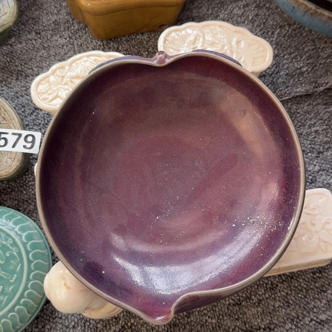 摆件哈哈钧窑桃洗哈哈哈