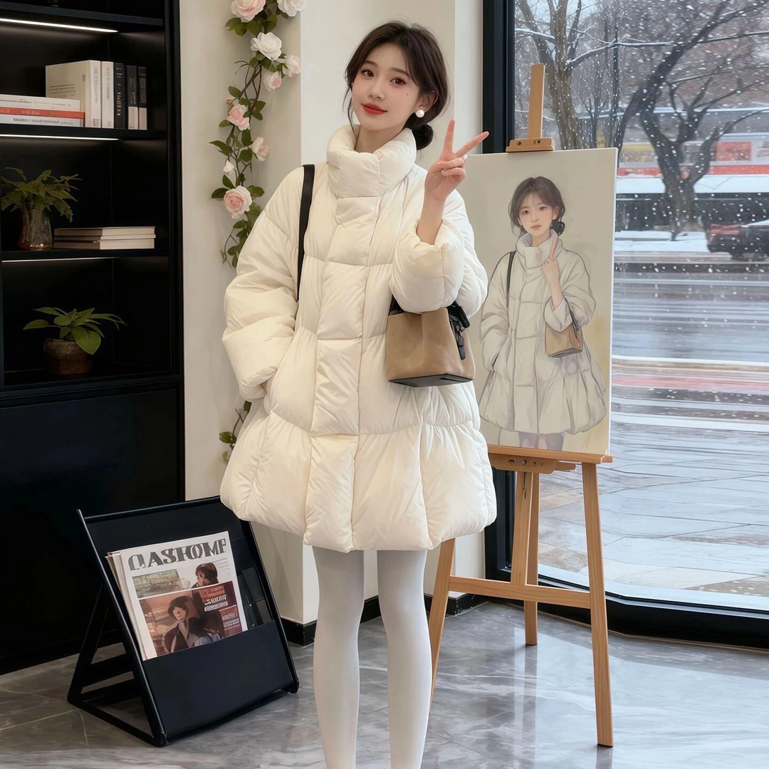 高充绒量白色羽绒服女2025冬季新款巨好看的高级感保暖白鸭绒短款