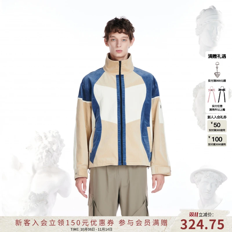 【ENG】EFFET DE*SOLEIL 休闲宽松拼接短版茄克