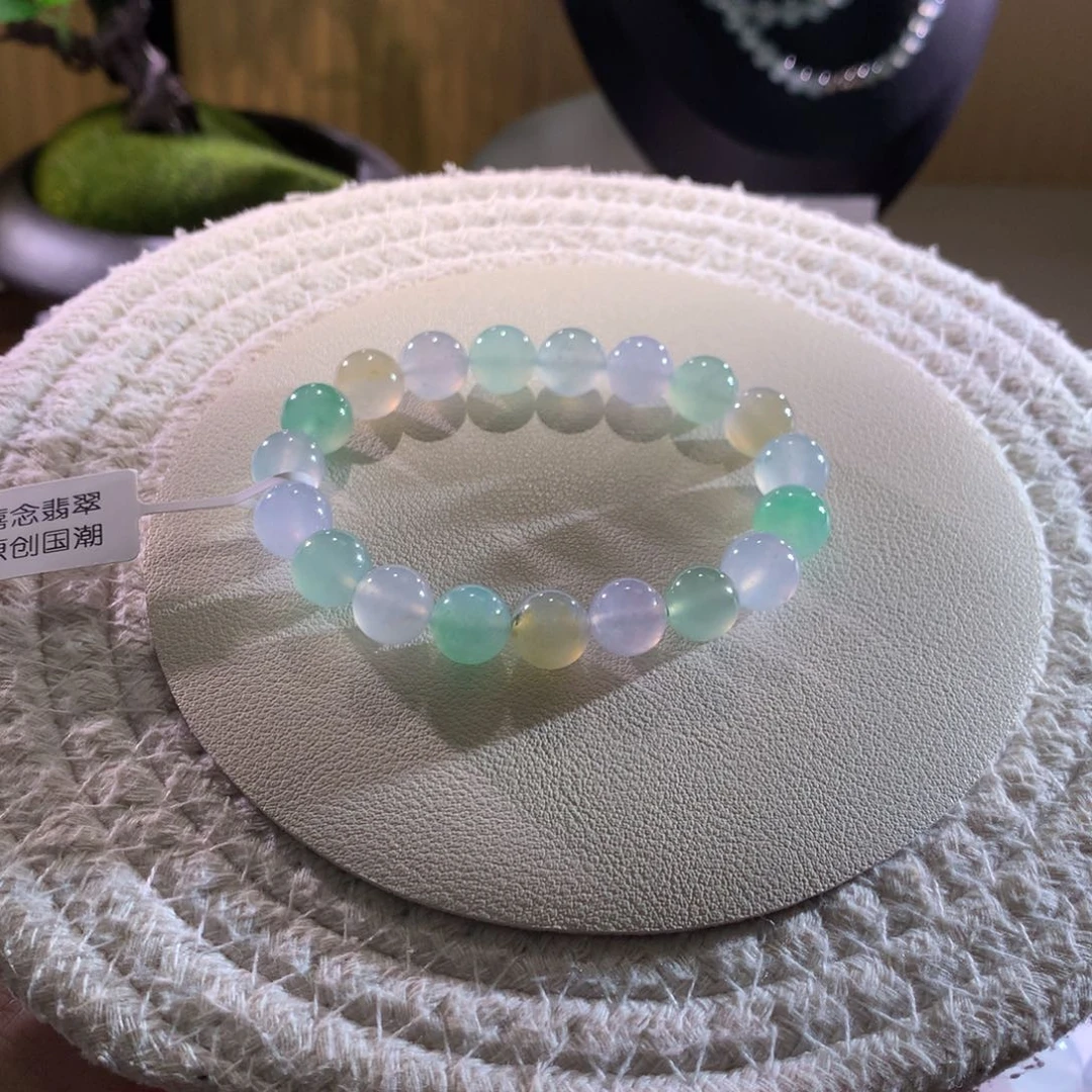 散珠翡翠天然缅a卡10mm马卡龙系列