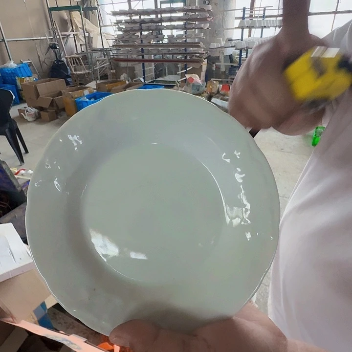 景德镇高温陶瓷水点桃花暗刻纹盘子10个