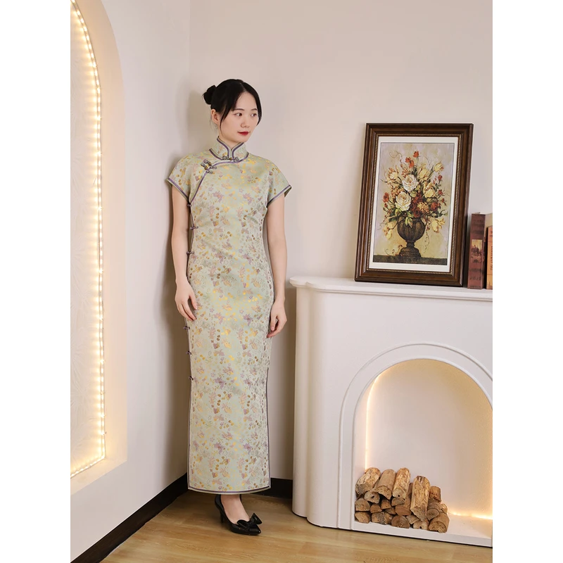 女神姑娘[年年有余]老宋锦双层古法无省手工开襟旗袍QM241016-133