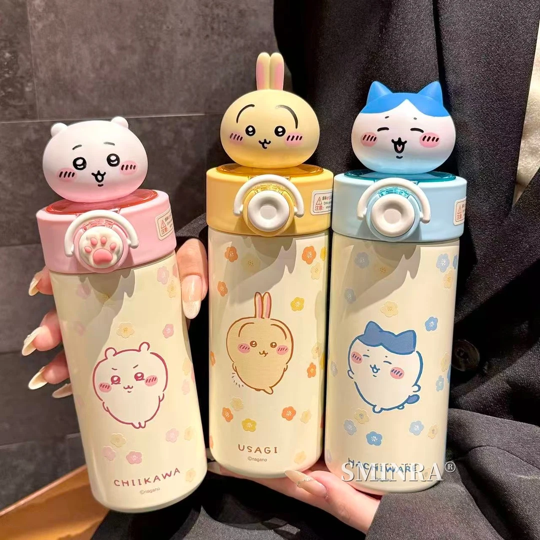 chiikawa联名保温杯乌萨奇水杯正版可爱高颜值吸管杯女大容量弹盖