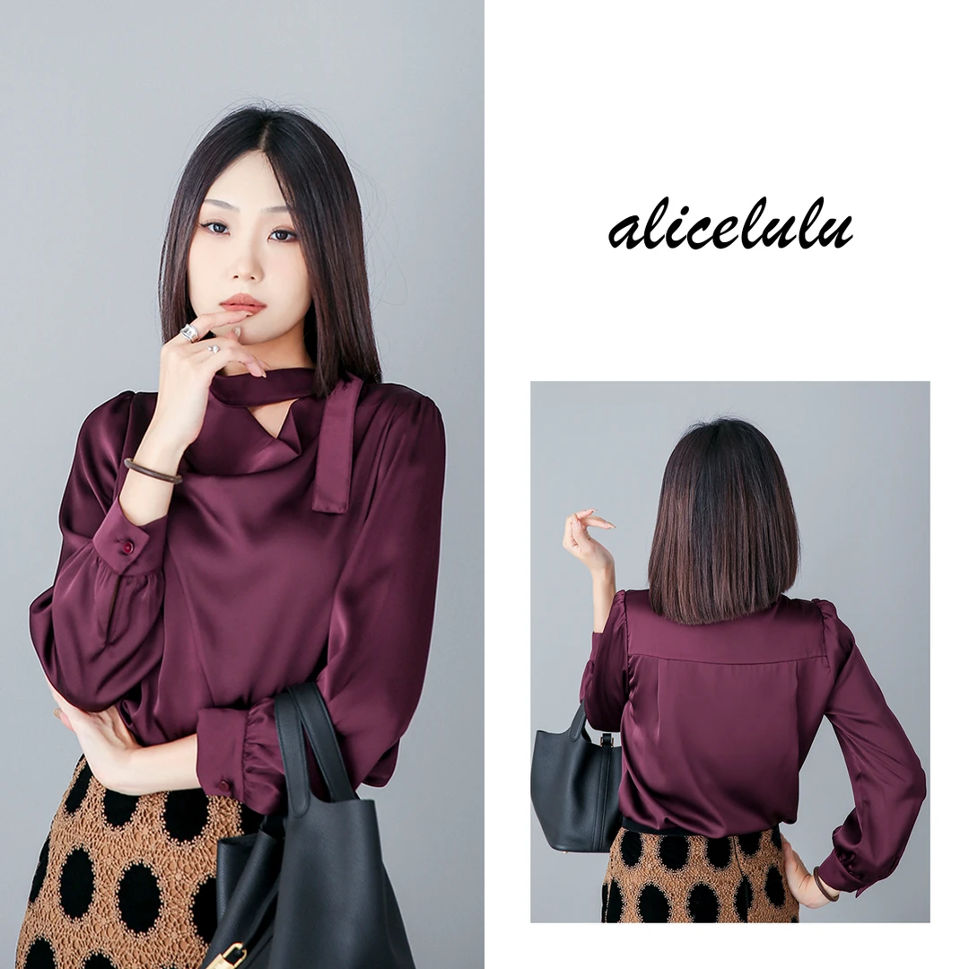 6 alicelulu“暗夜紫”衬衫神秘华贵柔滑缎感S2139382E