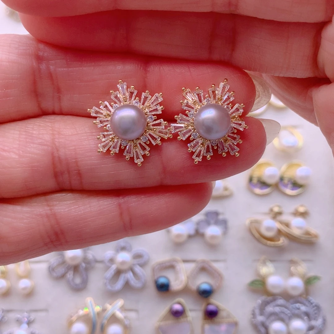 合金淡水珍珠耳饰