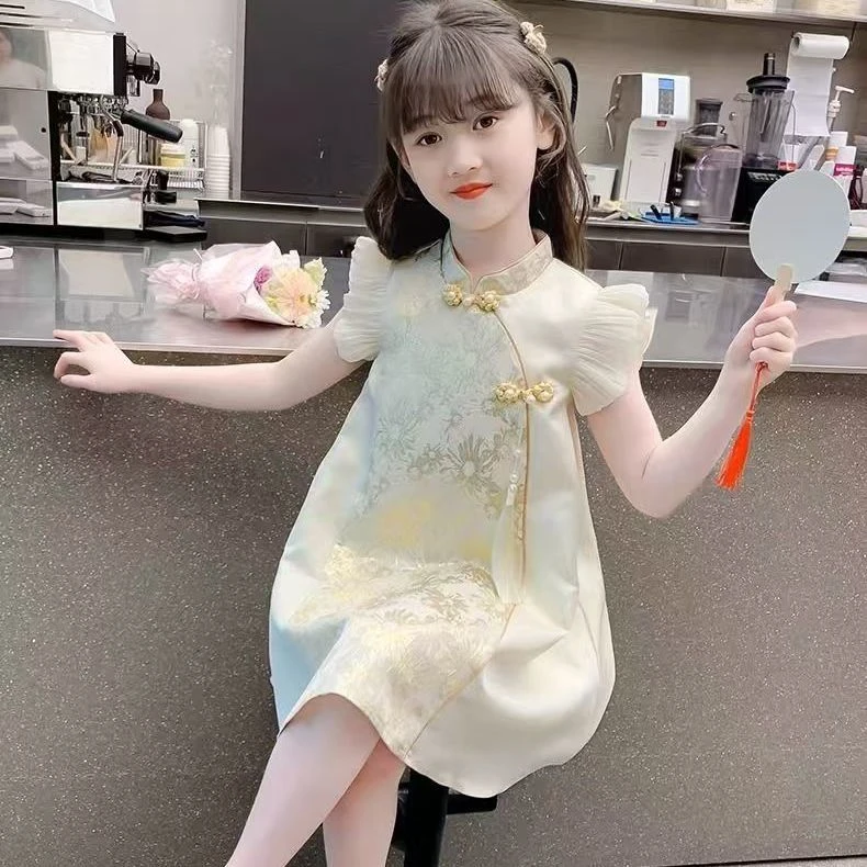 女童连衣裙2025新款夏季汉服国风旗袍公主裙夏装小女孩裙子薄