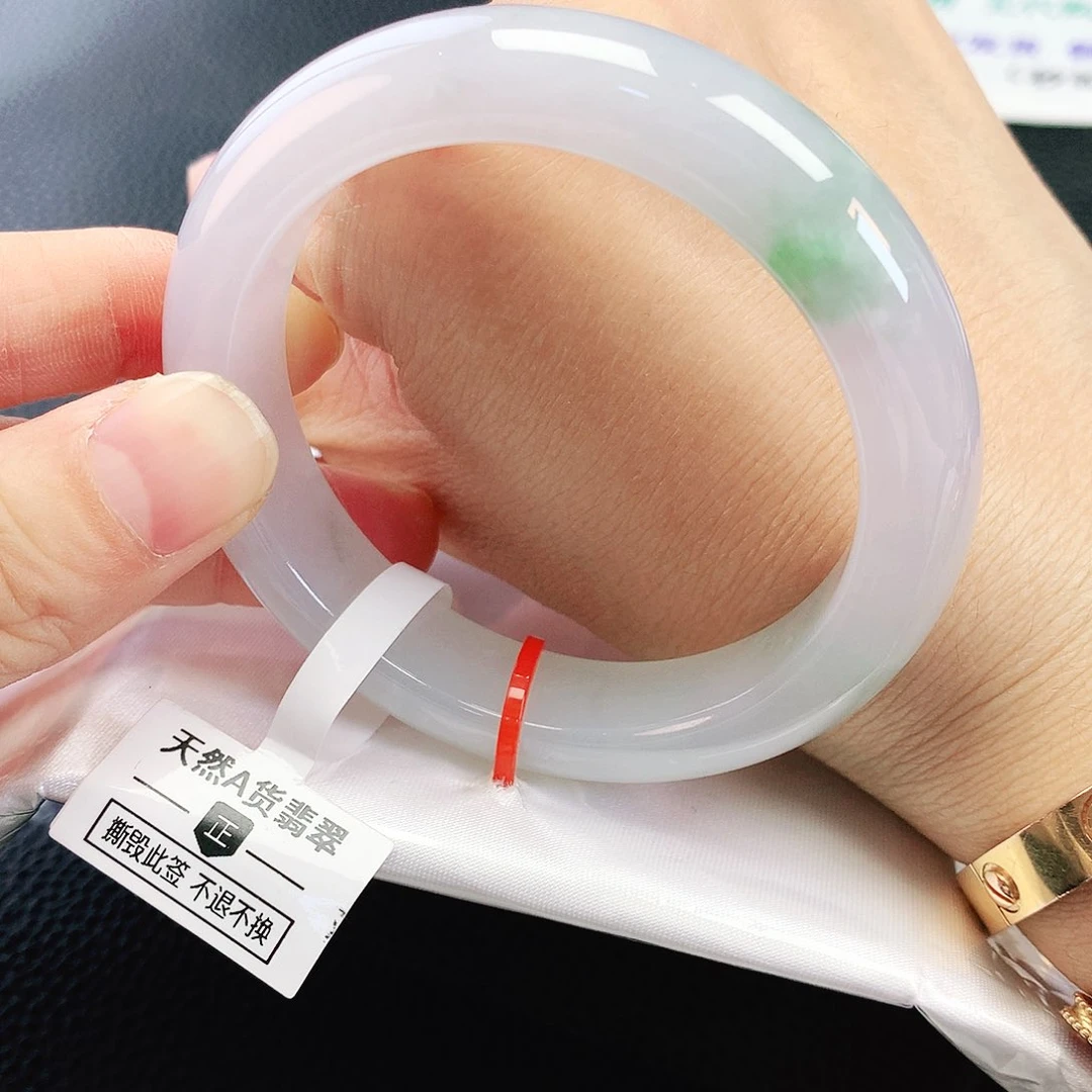 未镶嵌手镯翡翠52冰绿花