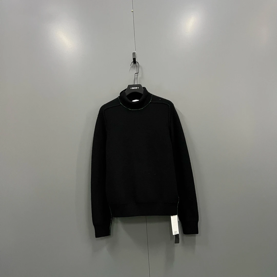 99新 BOTTEGA VENETA/葆蝶家 yy 黑色高领羊毛针织衫 S码 017980