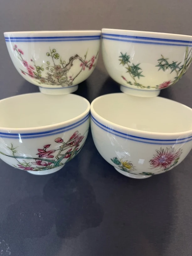 景德镇陶瓷粉彩茶杯梅兰竹菊套装茶杯主人杯大容量茶杯客杯陶瓷