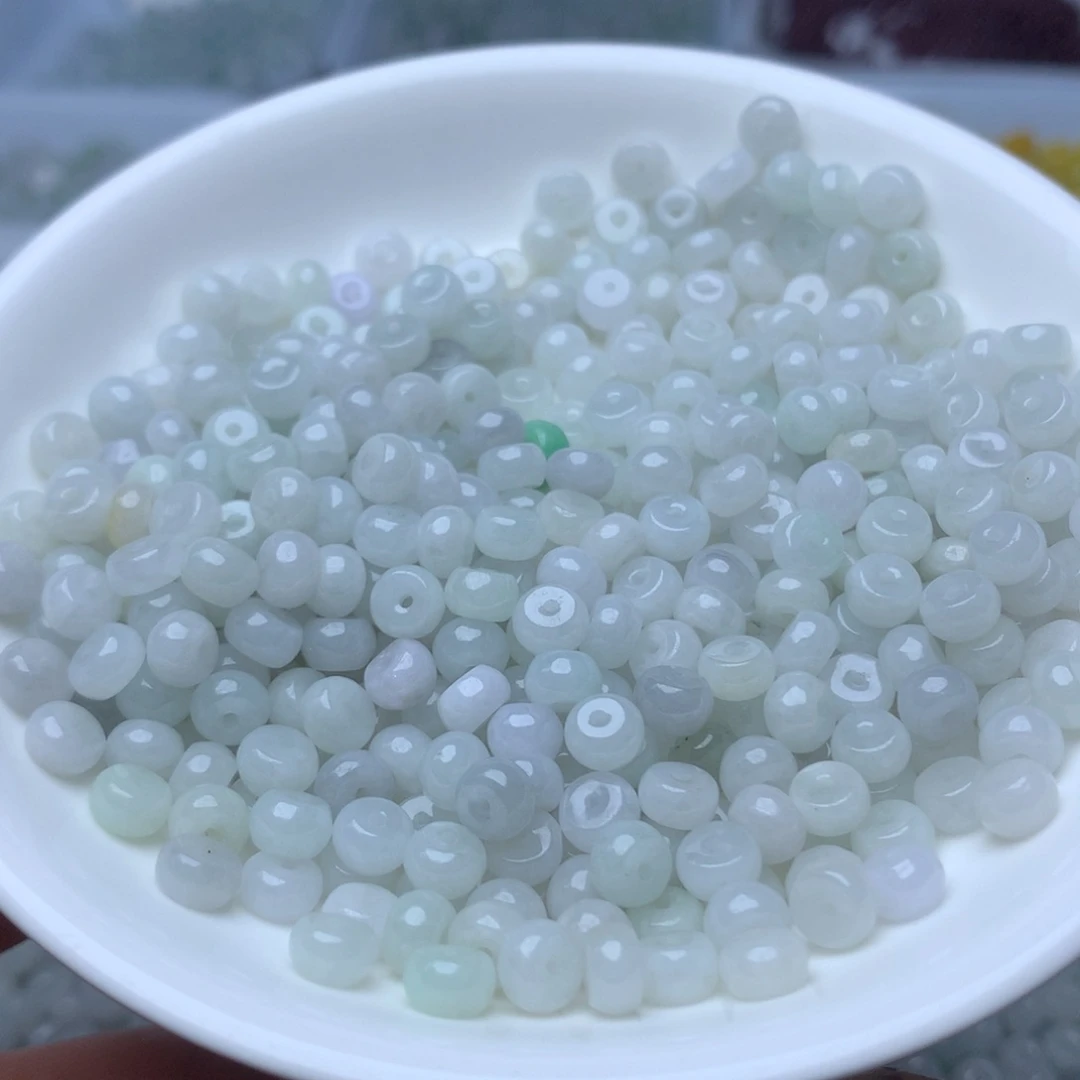 散珠翡翠卡3*5.5白冰算盘珠100个