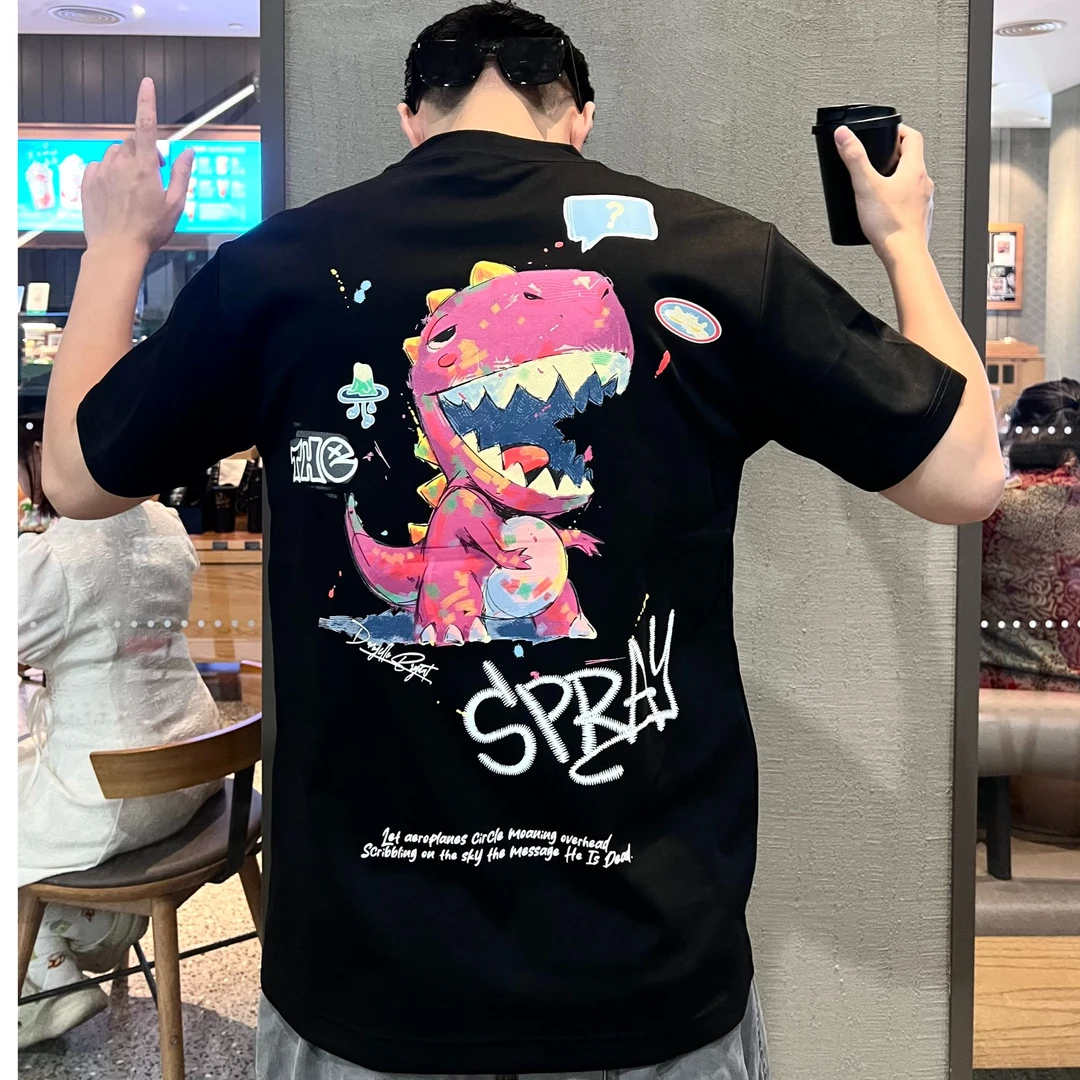 短袖夏季圆领修身型3D效果T恤ins网红宽松潮流男士时尚