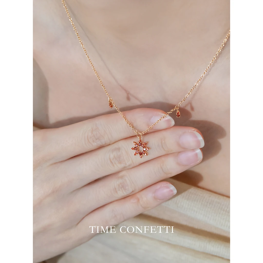 坠链均925银 镀K金【孙二娘】气质法式花朵吊坠项链TC 10346