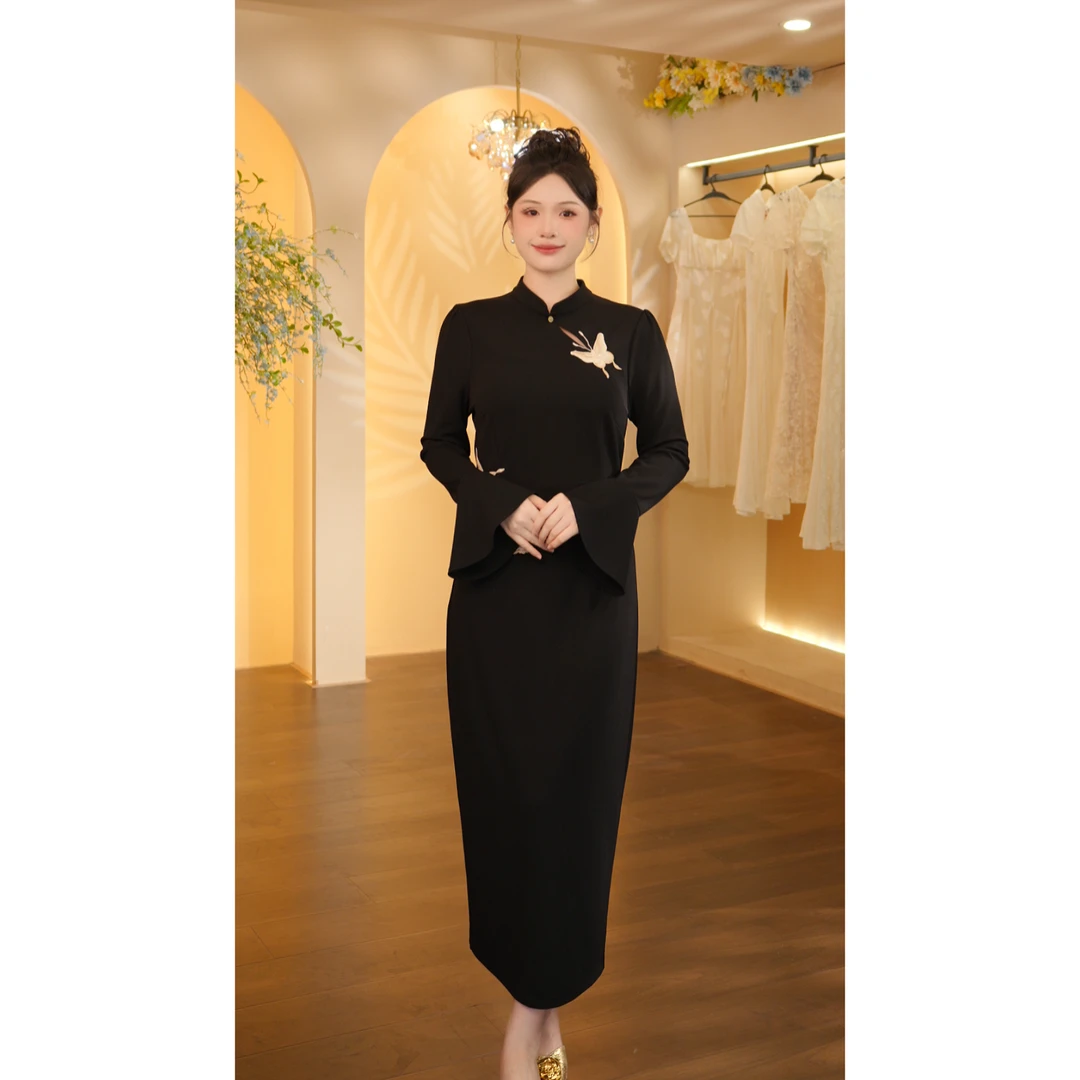 丽丽定制-438（晨露蝶翼）连衣裙DMX1576