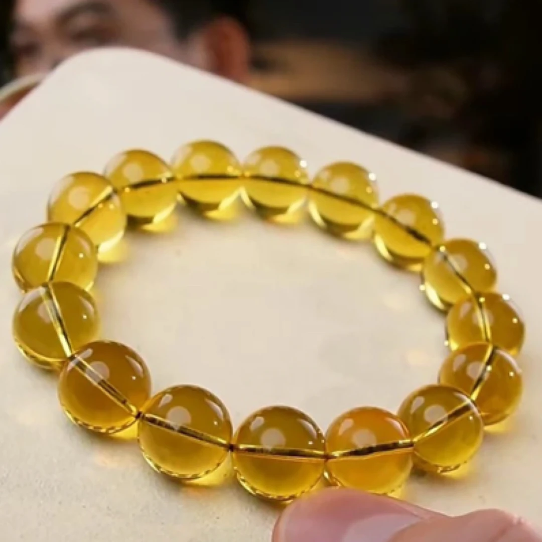 【亿景珠宝】13+圆珠墨西哥天然蓝珀手串5A净水单圈素圈精美轻奢