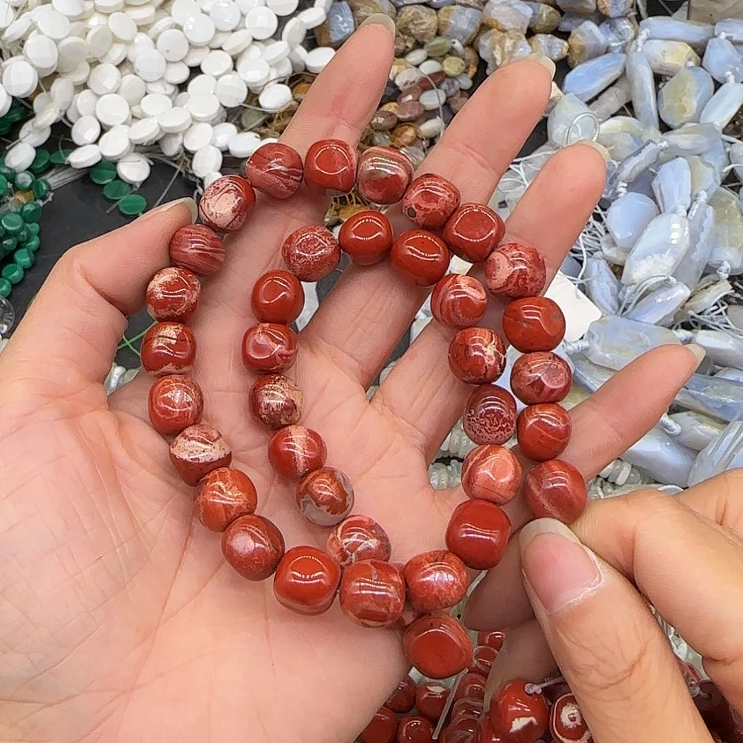 玛瑙/玉髓合金珠宝半成品非洲红石8-10mm一条