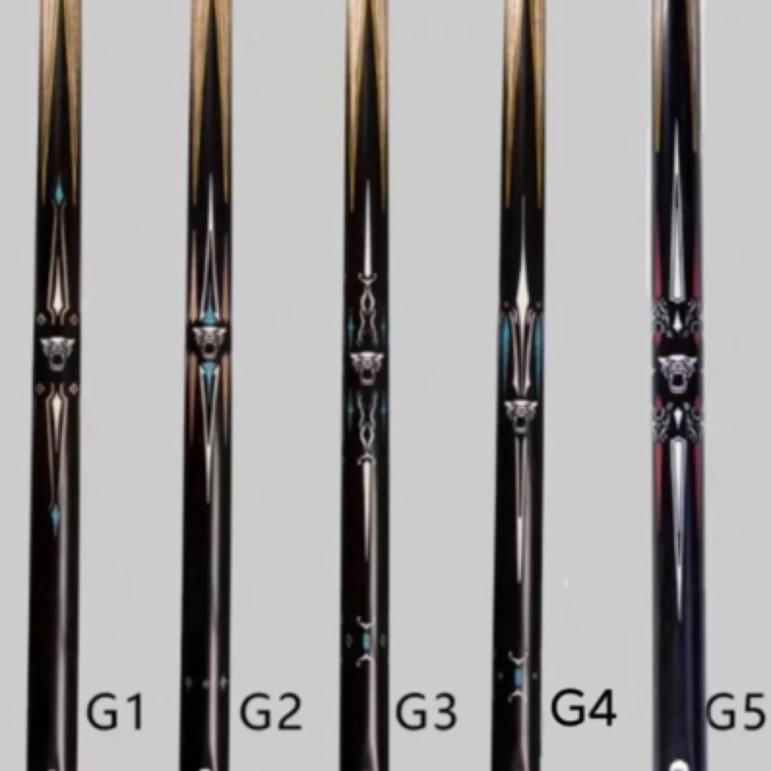 野豹G1G2G3G4G5台球杆小头中式黑八桌球杆16彩通体手工杆