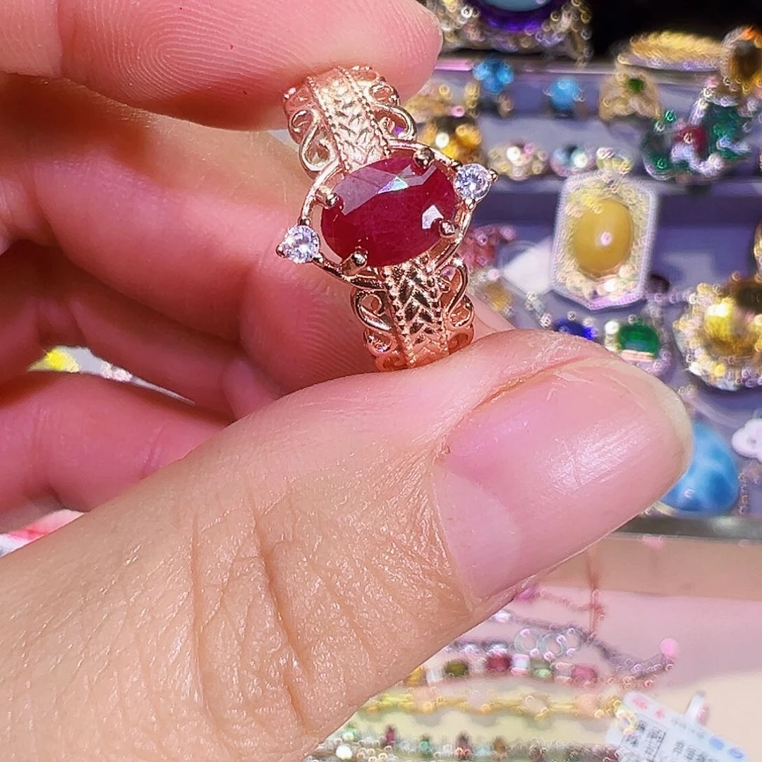 银S925镶嵌戒指红宝石
