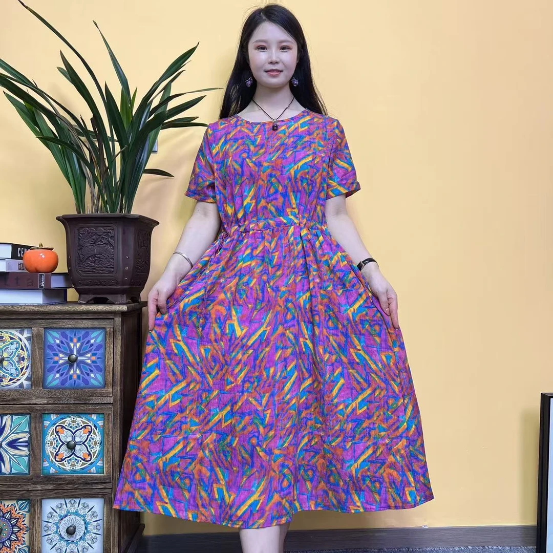 2025新款中老年妈妈连衣裙时尚百搭A字长款大摆裙子时尚百搭长裙