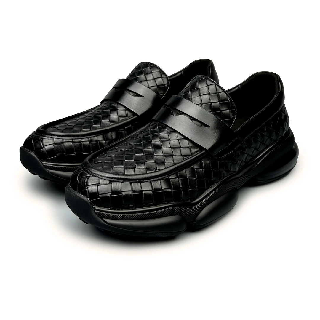 BIEUBRAYR/【秋季新款】男鞋编织气垫一脚蹬舒适百搭乐福鞋运动