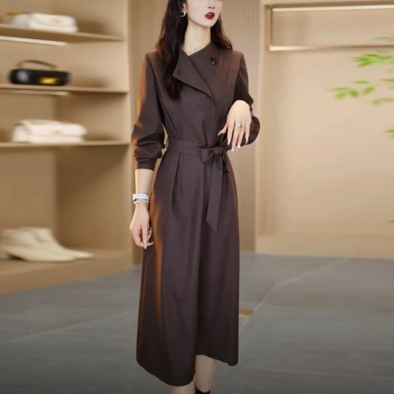 TR棉洋气衣服女2025秋季新款设计感时尚气质长袖收腰显瘦连衣裙子