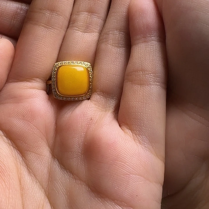 风***子蜜蜡银S925镶嵌戒指戒指