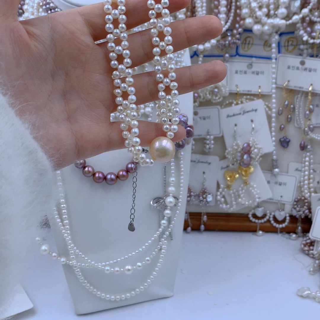 颈饰合金淡水珍珠宵***。