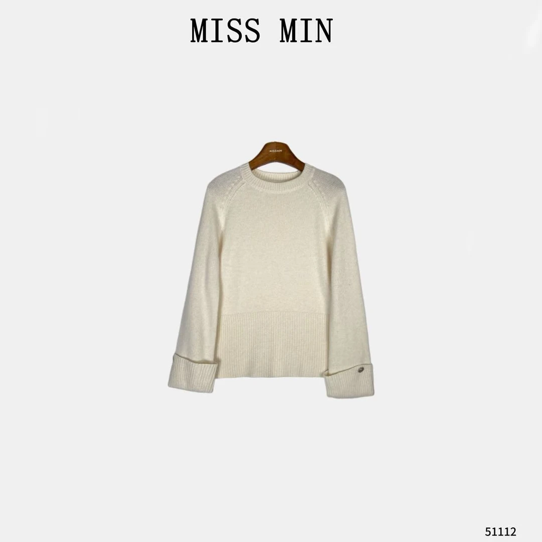 MISS MIN【甜度满分】袖口贝壳扣设计小众通勤百搭显瘦毛衣 51112