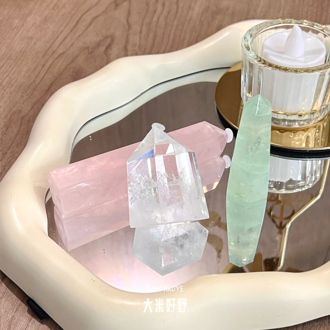 【绝美晶柱三件套】DM2663白水晶紫马粉萤石摆件多样性发一