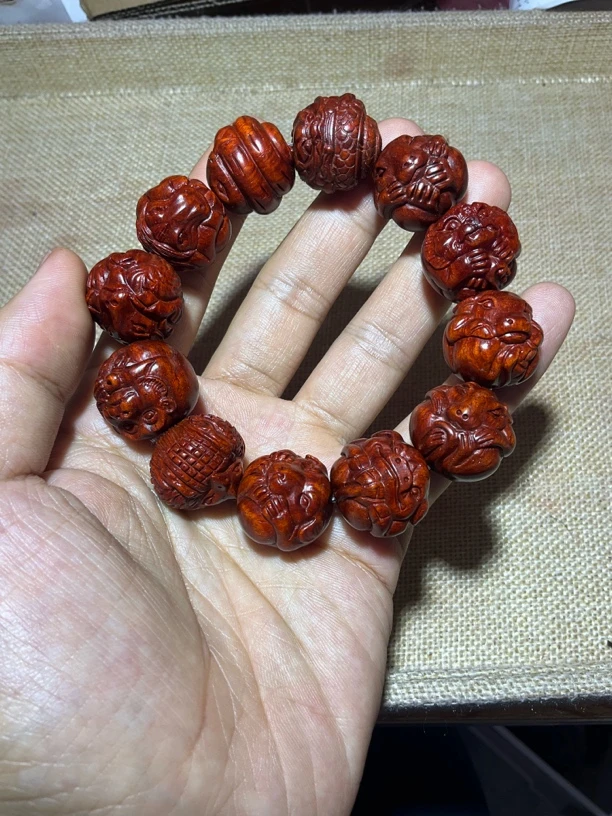 印度小叶紫檀2.0十二生肖鸡血红纯二膘料高油高密度天然无胶油蜡