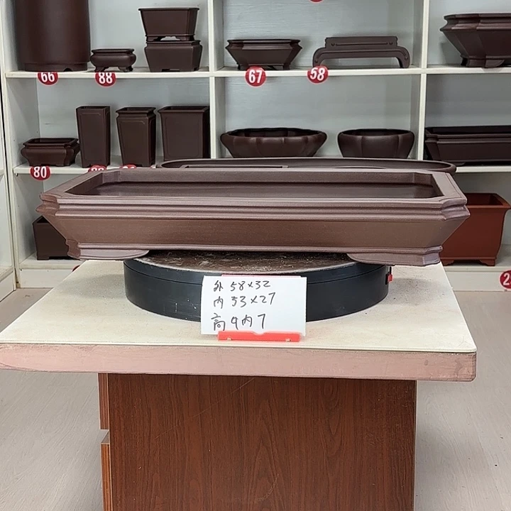 紫砂花盆浅切角大