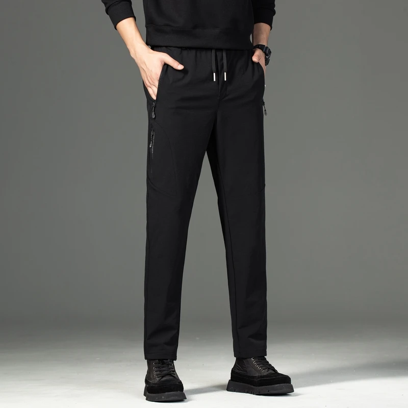 Jeep吉普休闲裤男春秋季系带修身小脚长裤男商务休闲百搭男装裤子