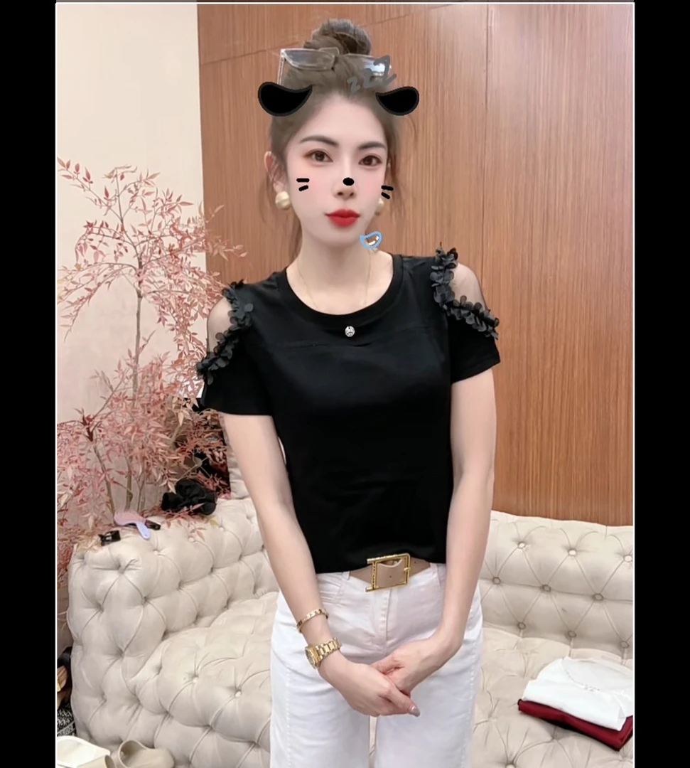 月月家，新款夏季新款蕾丝设质显瘦上衣2830