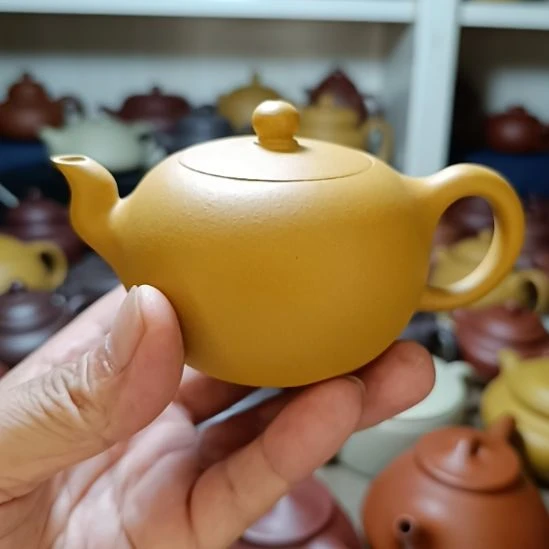 紫砂茶盘原矿黄金段泥一粒珠200cc内推半手工