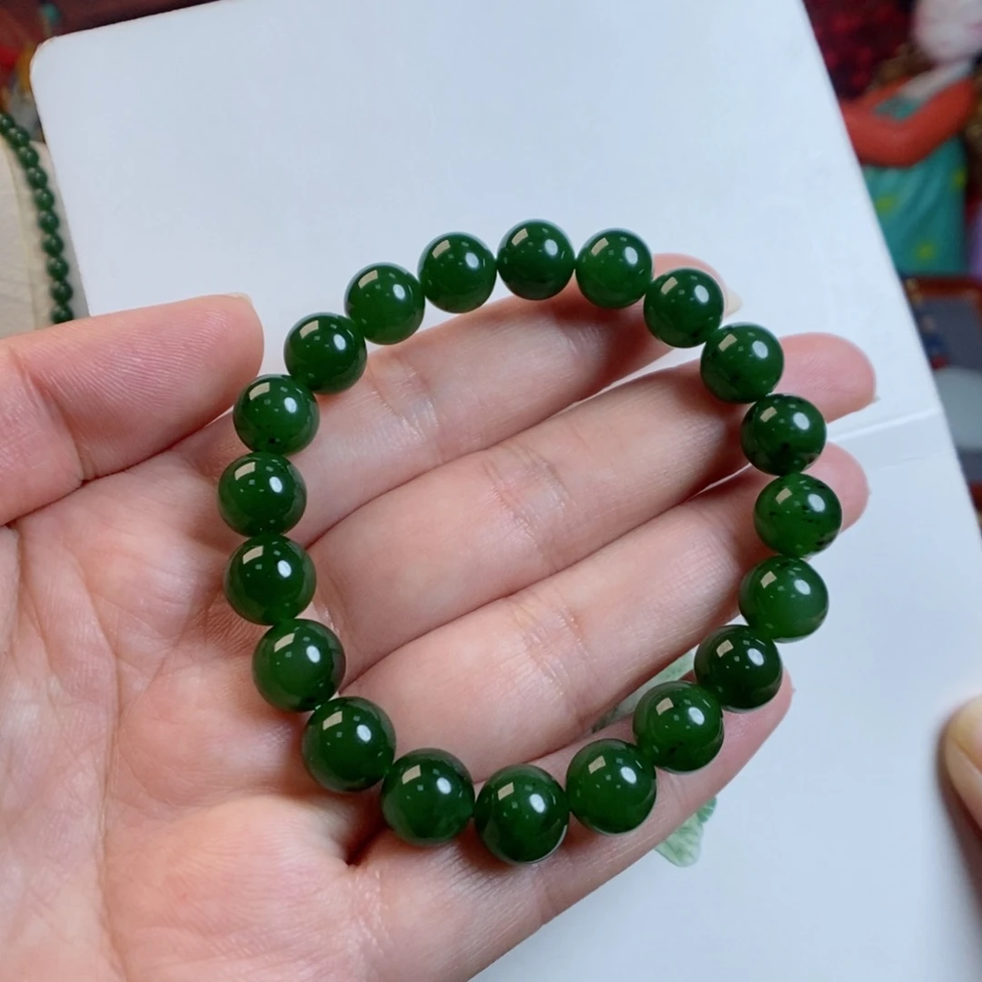 和田玉手链未镶嵌7号矿碧玉红皮老料约卡10