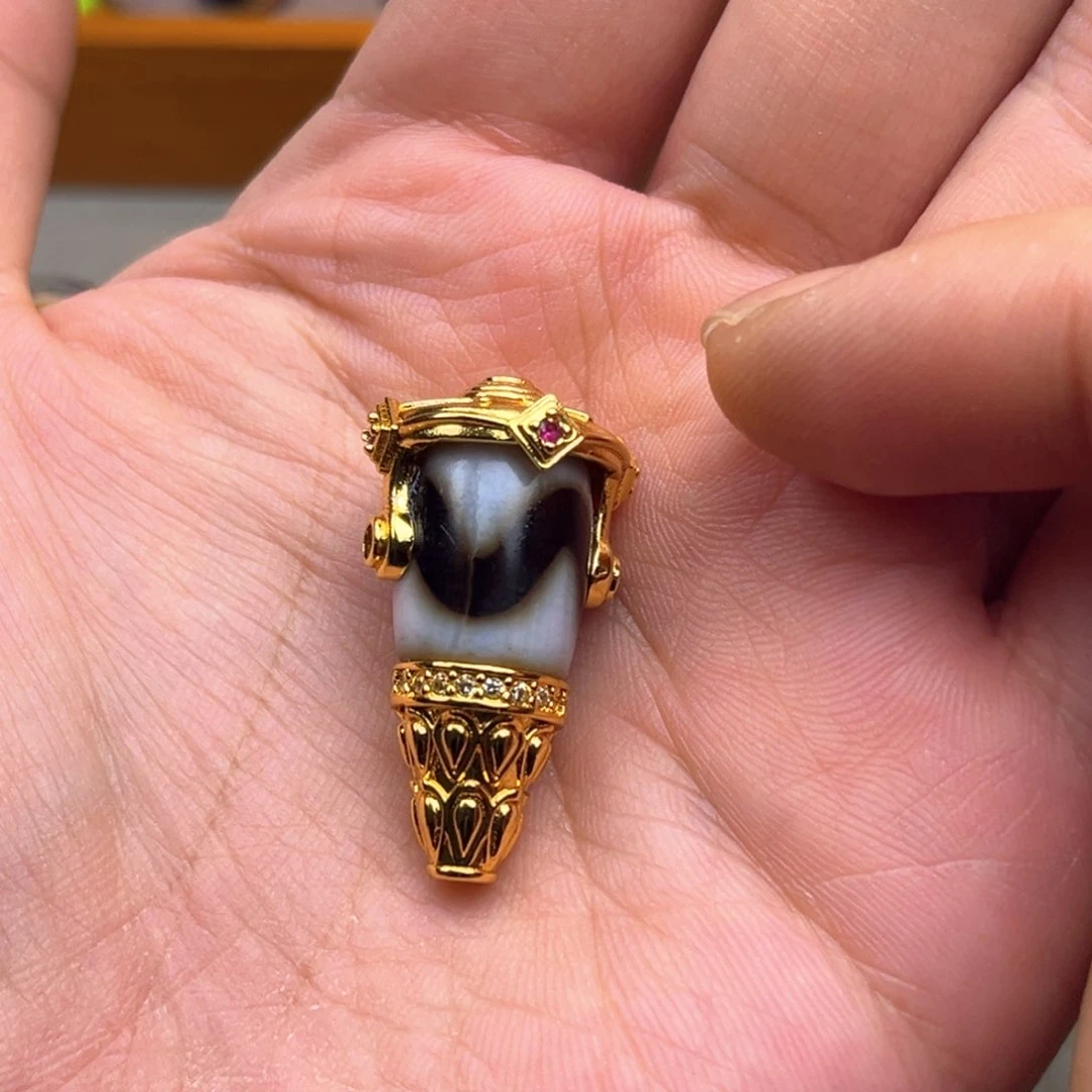 玛瑙/玉髓笔搁合金玛瑙盖帽三通一个随机发