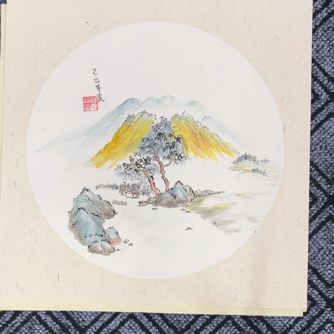 国画硬卡山水作品m