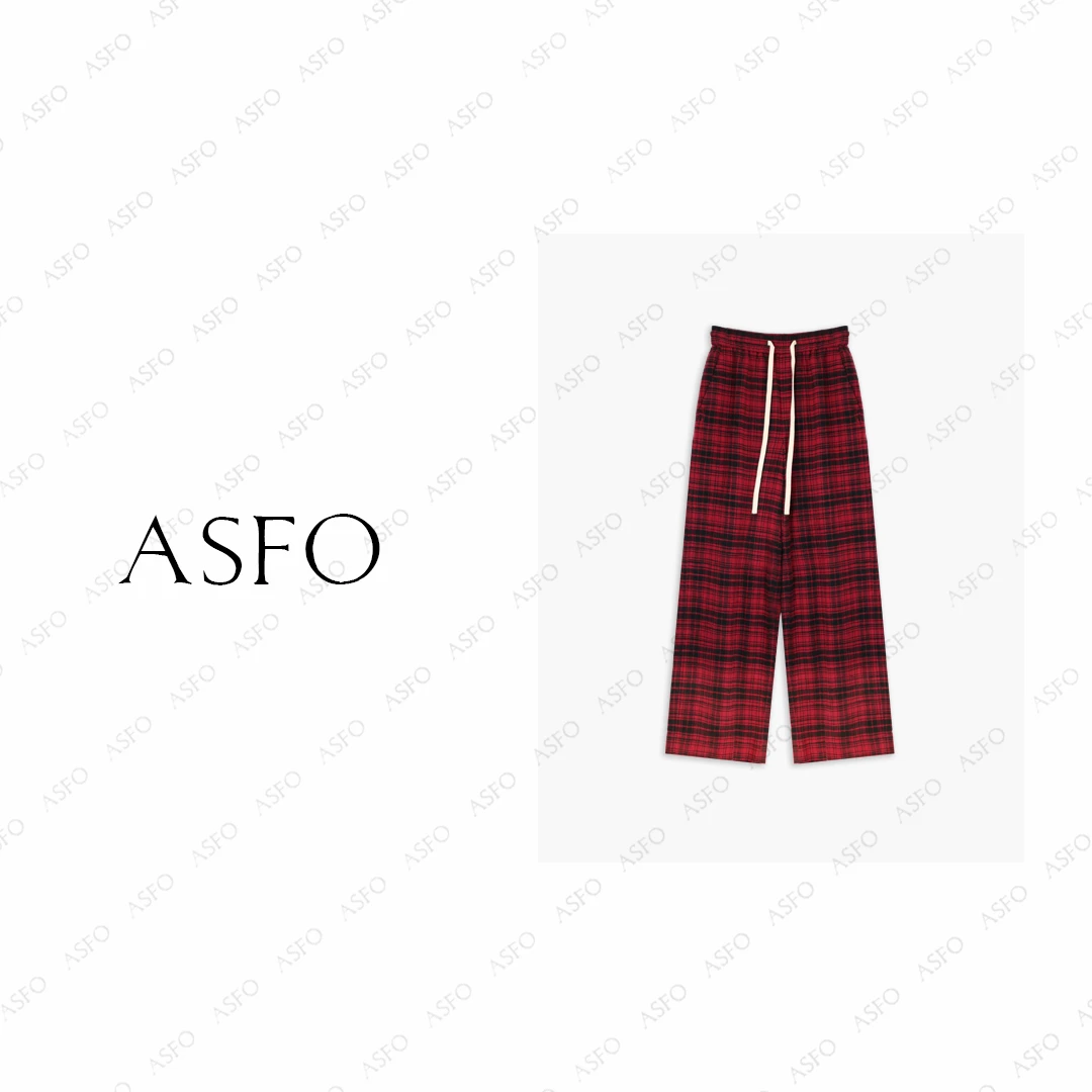 【AS渐变格】25新时尚经典格纹做旧渐变松紧腰休闲裤AS25QXXK03784