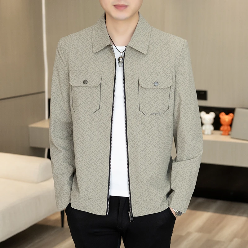 春秋季男士翻领韩版商务休闲外套短款帅气潮流时尚百搭春季夹克