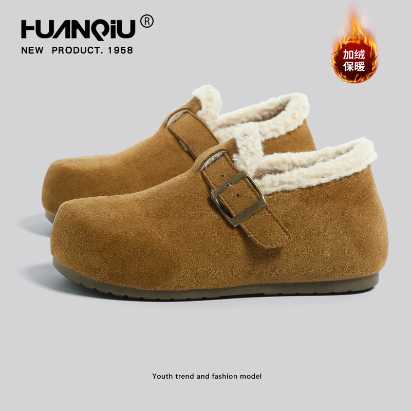 环球厚底加绒雪地靴女款2025秋冬季新款保暖加厚勃肯鞋防滑休闲鞋