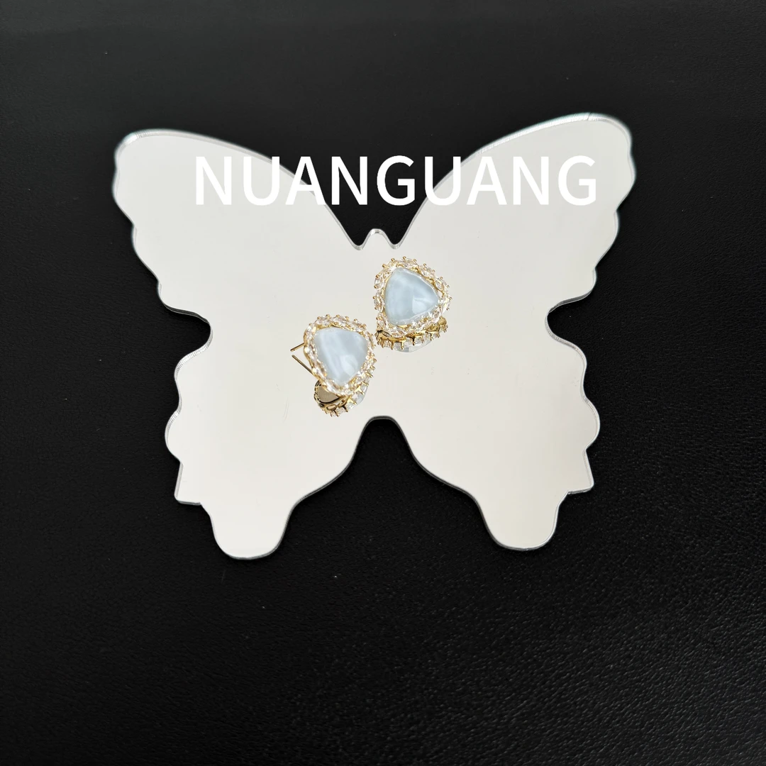 合金锆石耳饰 【海洋之心】耳钉轻奢蓝色甜美彩色简约可爱双色镶嵌