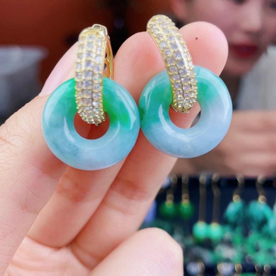 翡翠未镶嵌耳饰饰品