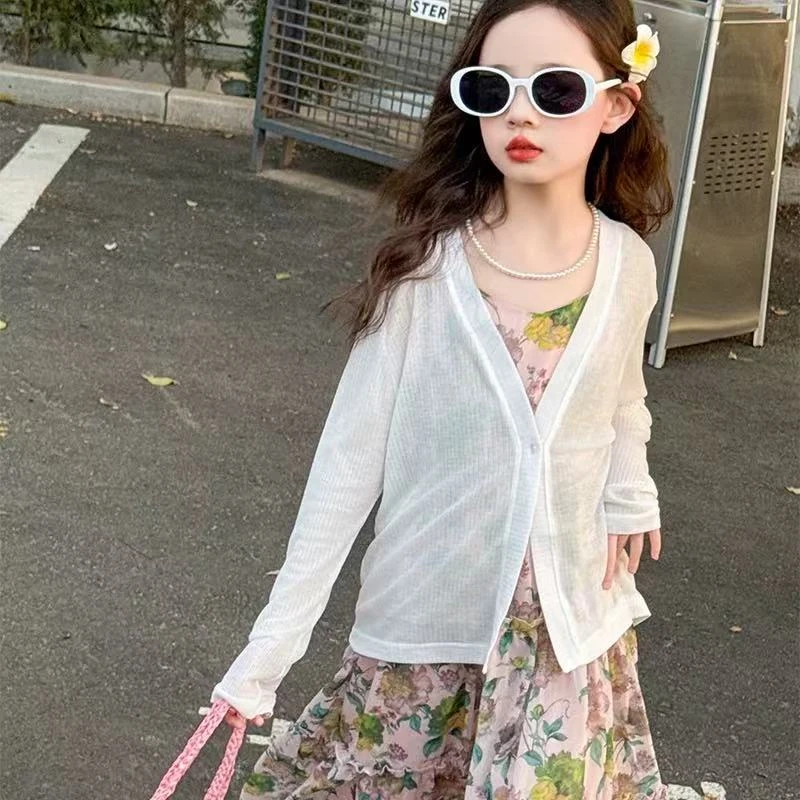 505972 韩版女童休闲舒适百搭潮流简约夏季防晒衣外套