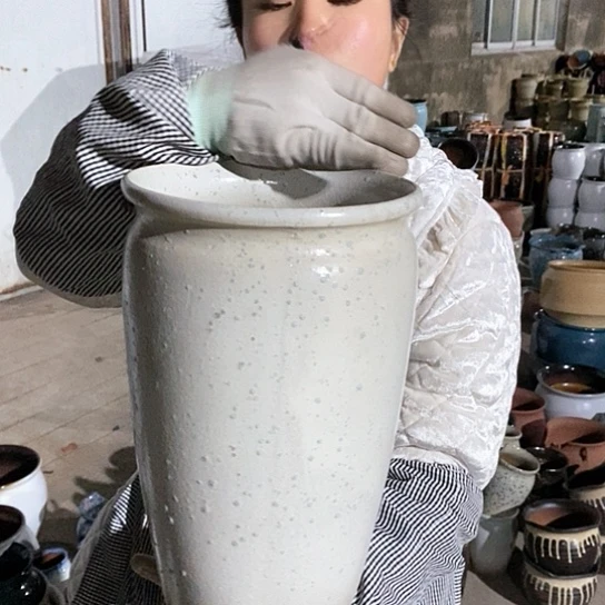 紫砂花盆瑕疵口18高31