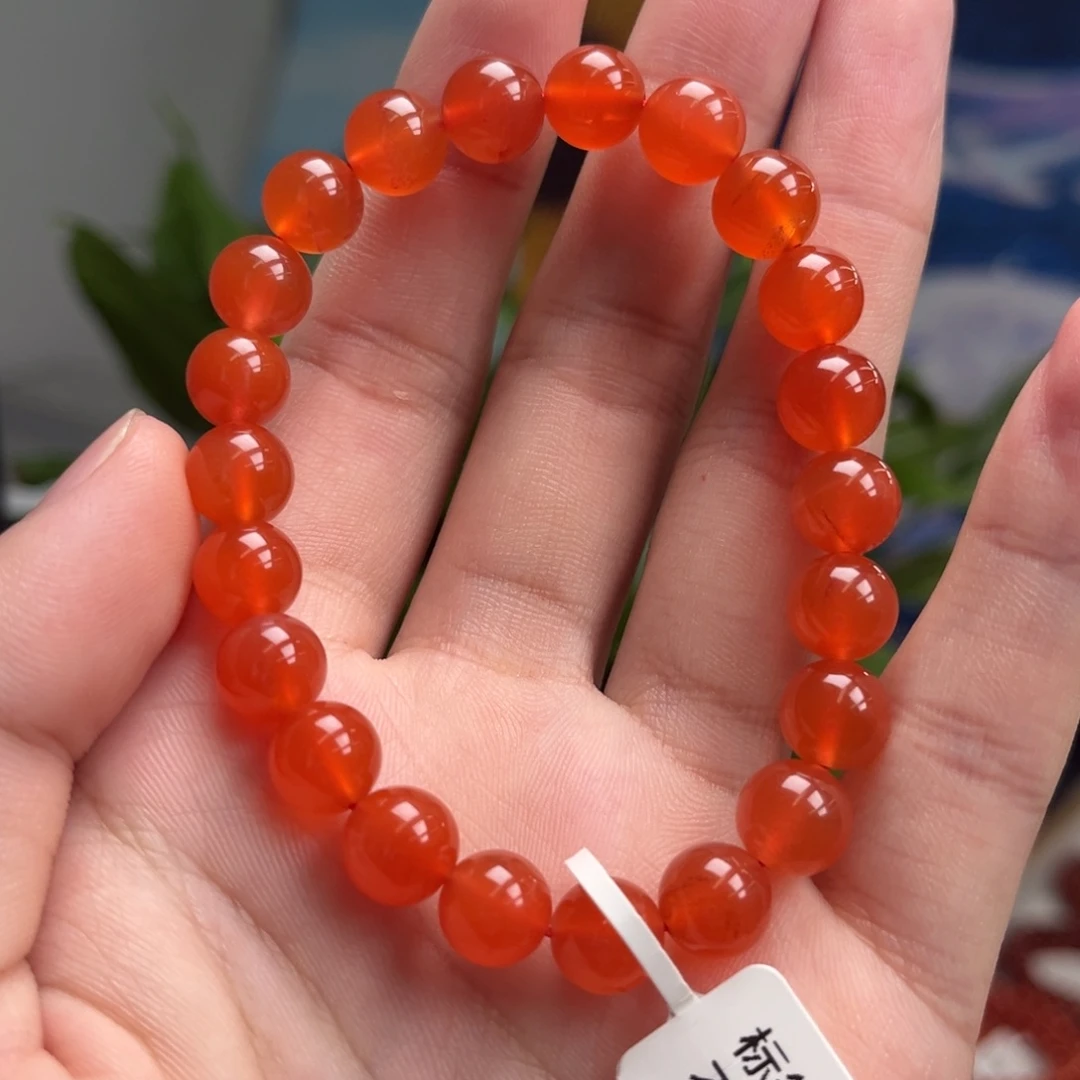 南红玛瑙未镶嵌手链保山河湾冰红手串9+