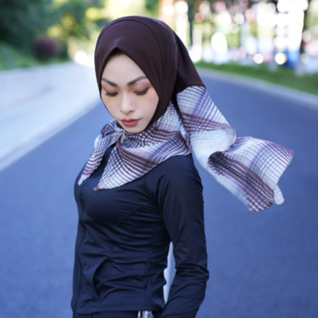 秀英.菲戈夏超薄透气经典格子拼接高品质燕尾【不羁的心】套头巾