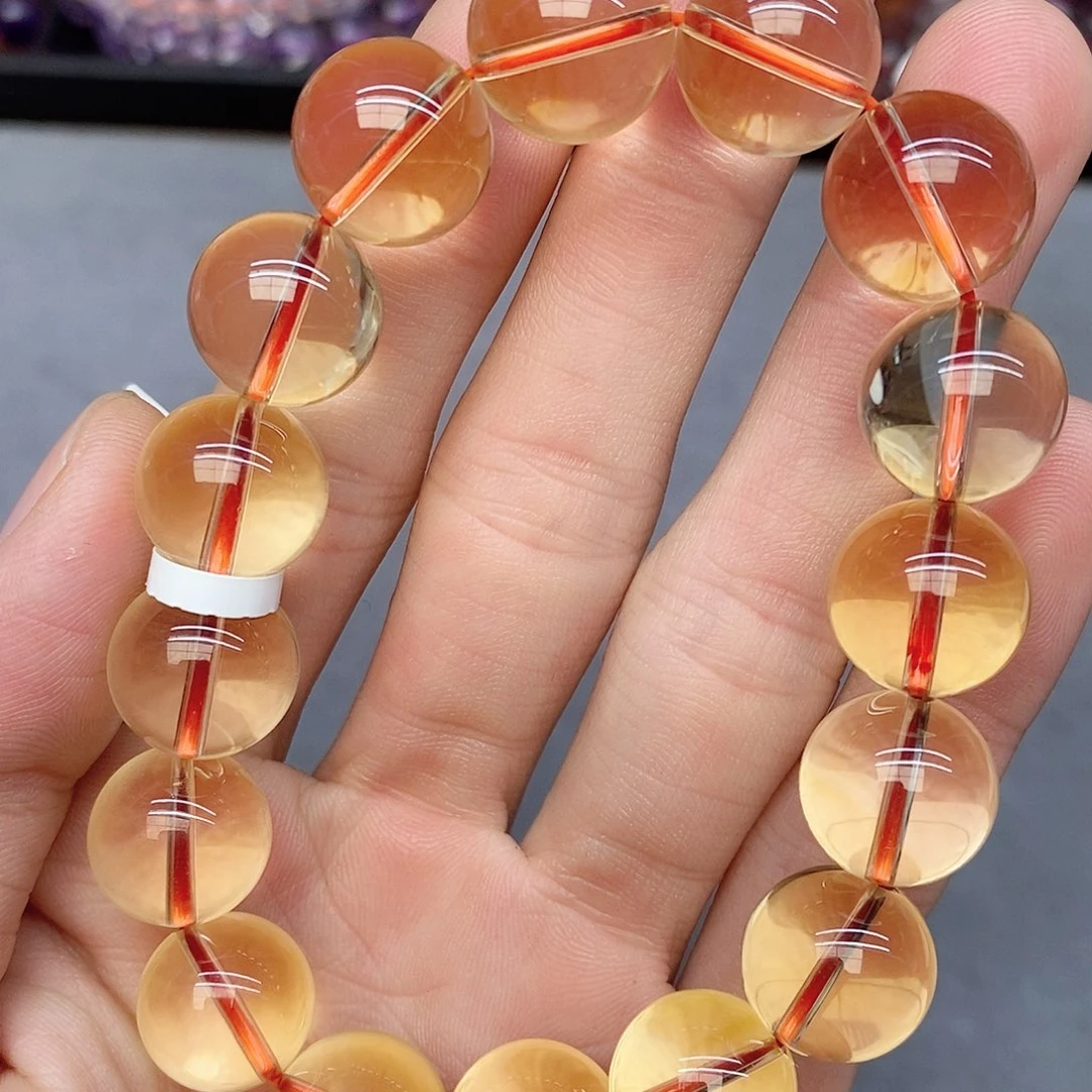 水晶手链未镶嵌5黄水晶13mm