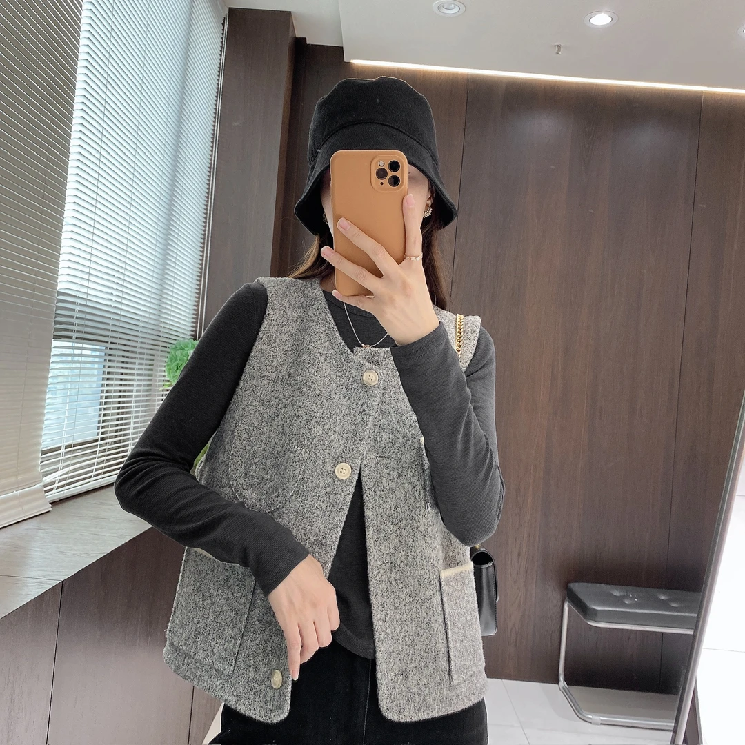 IMFLY金小金自制女装 马夹DYW9779秋季气质小香风无袖马夹上衣