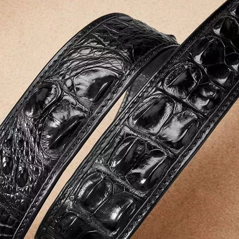 轻奢鳄鱼皮皮带男款腰带真皮高档高级质感板扣男士皮带黑色